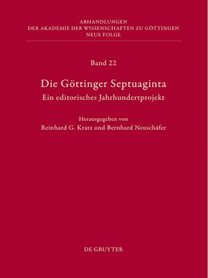 cover image of Die Göttinger Septuaginta